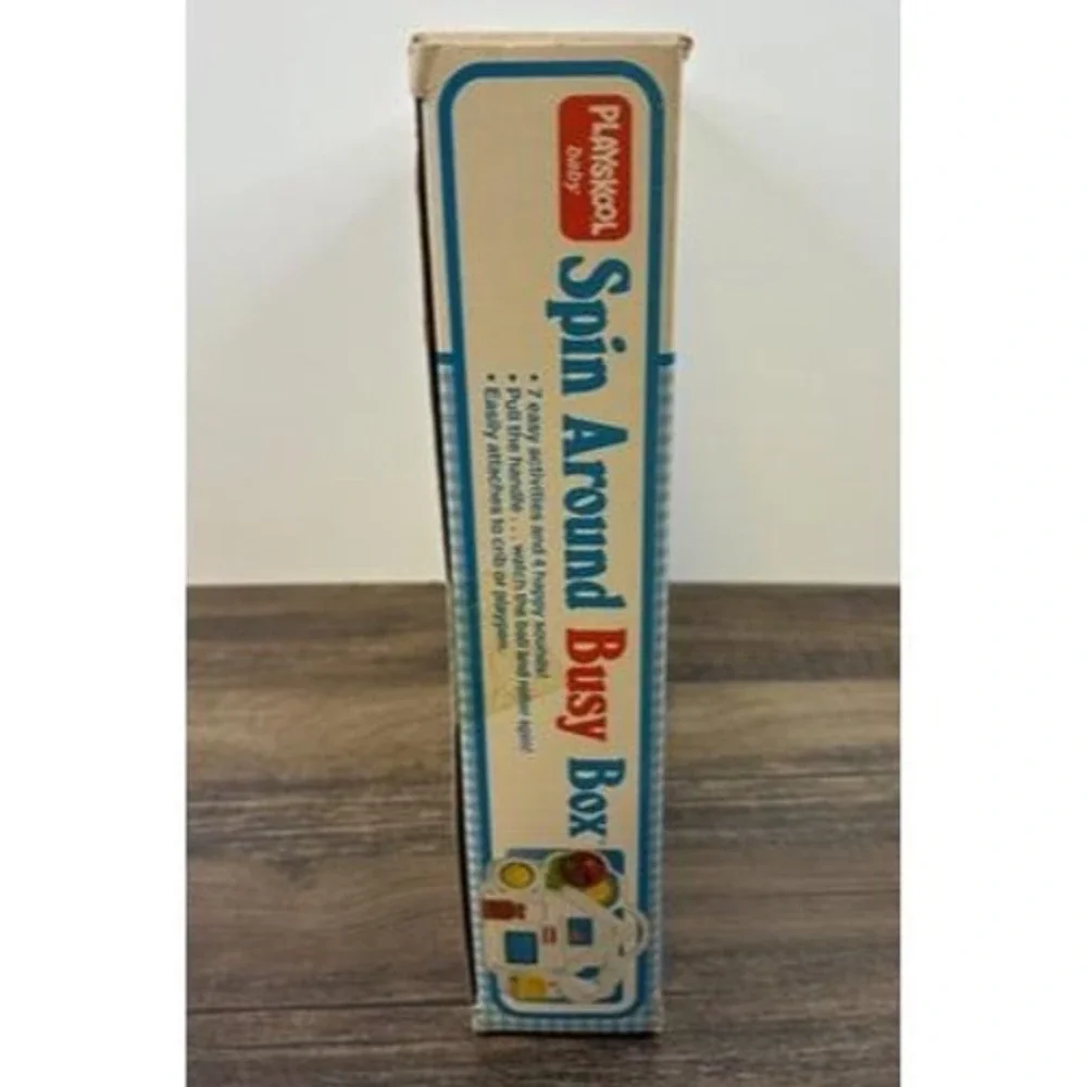 Vintage Playskool Baby Spin Around Busy Box  Activity Play Toy Connects To Crib